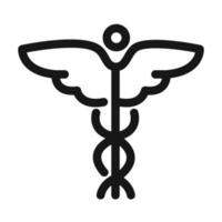 caduceo simbolo medico icona di stile della linea di assistenza sanitaria vettore