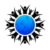 umano persone e blu Luna icona logo design vettore