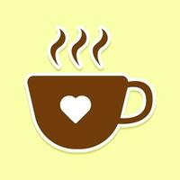 tazza di caffè o tè etichetta illustrazione con amore vettore