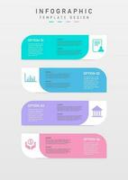 Infografica attività commerciale opzioni modello semplice verticale rettangolo pastello colore bianca e nero lettere su un' colorato sfondo. colore icone su bianca sfondo vettore