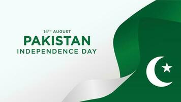 14 agosto contento indipendenza giorno Pakistan con agitando bandiera. vettore illustrazione design