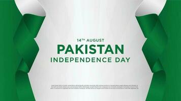 14 agosto contento indipendenza giorno Pakistan con agitando bandiera. vettore illustrazione design