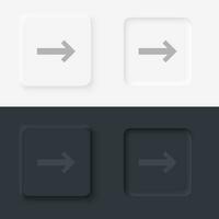 freccia vettore icona, neumorfico stile freccia pulsante vettore icona su nero e bianca sfondo impostato