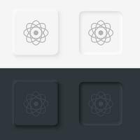 atomi, neomorphism stile, vettore icona con pulsante. su nero e bianca sfondo