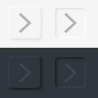 freccia vettore icona, neumorfico stile freccia pulsante vettore icona su nero e bianca sfondo impostato