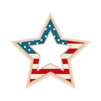 felice giorno dell'indipendenza icona patriottica stile piatto a forma di bandiera americana a forma di stella star vettore