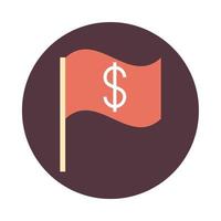 icona di stile blocco soldi bandiera rossa mobile banking vettore