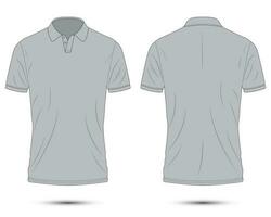 grigio corto manica polo camicia modello davanti e indietro Visualizza vettore