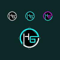 hg di moda lettera logo design con cerchio vettore