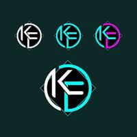 kf di moda lettera logo design con cerchio vettore