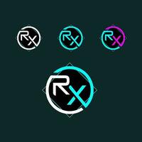 rx di moda lettera logo design con cerchio vettore