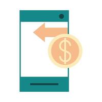 mobile banking smartphone trasferimento di denaro banca icona di stile piatto vettore