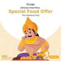banner design dell'offerta di cibo speciale questo fine settimana solo modello in stile cartone animato vettore
