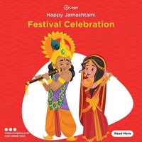 banner design di felice celebrazione del festival janmashtami vettore