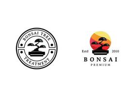 Bonsai logo design silhouette icona vettore