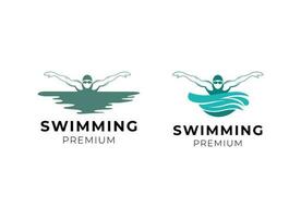 nuoto sport etichetta logo design ispirazione vettore