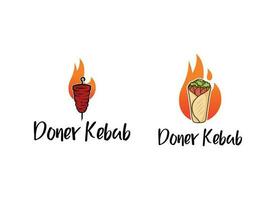 shish kebab logo design. carne spiedo con verdura vettore design. grigliato carne spiedini logotipo