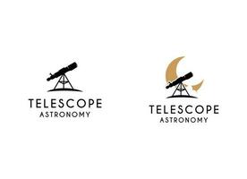 telescopio logo design. telescopio e Luna logo design vettore