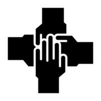 mani lavoro di squadra insieme nero icona pulsante logo Comunità design vettore