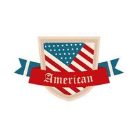 felice giorno dell'indipendenza bandiera americana scudo decorazione banner icona stile piatto vettore
