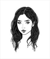 semplice, minimalista vettore illustrazione impostato di bellissimo donna viso. linea disegno. uno linea arte.