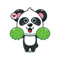carino cheerleader panda cartone animato vettore illustrazione.