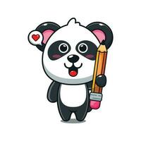 carino panda Tenere matita cartone animato vettore illustrazione.