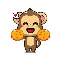 carino cheerleader scimmia cartone animato vettore illustrazione.