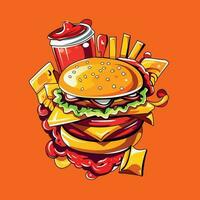 hamburger e patatine fritte logo vettore illustrazione