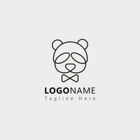 semplice testa panda logo linea vettore