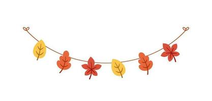 autunno le foglie ghirlanda nel arancia e rosso colori per autunno e ringraziamento stagione. vettore isolato su bianca sfondo.