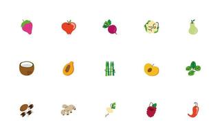 fascio di icone di frutta e verdura vettore