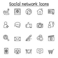 icona del social network impostata in uno stile sottile vettore