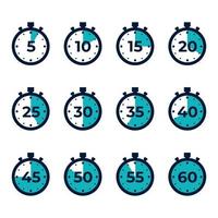cronometro timer set di icone in stile cartone animato vettore