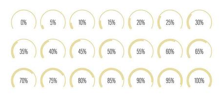 set di diagrammi percentuali dell'arco a settore circolare vettore