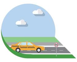 illustrazione vettoriale design piatto trasporto cittadino, taxi cittadino, icona vista laterale