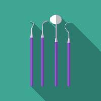 design piatto moderno illustrazione vettoriale di strumenti dentali icona con lunga ombra
