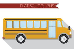 illustrazione vettoriale design piatto trasporto urbano, scuolabus, vista laterale