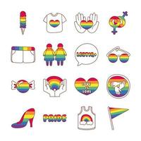 pacchetto di icone set lgbtq vettore