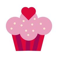 buon giorno di san valentino dolce cupcake con stile piatto cuore vettore