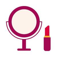specchio e rossetto trucco icona piatta