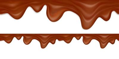vettore realistico cioccolato fuso bordo orizzontale senza soluzione di continuità cioccolato liquido che scorre