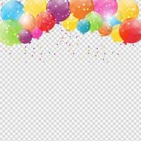gruppo di palloncini di elio lucidi di colore isolati. set di palloncini per la celebrazione dell'anniversario di compleanno. decorazioni per feste vettore