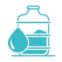bottiglia di plastica e goccia d'acqua natura liquido blu silhouette icona di stile vettore