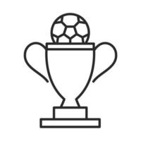 premio del trofeo della partita di calcio con l'icona di stile della linea del torneo di sport ricreativi della lega della palla vettore