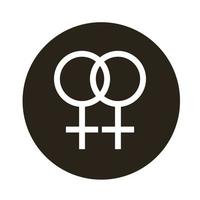 simbolo di genere lesbico dell'icona di stile del blocco dell'orientamento sessuale vettore