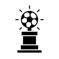 trofeo della partita di calcio con l'icona di stile della siluetta del torneo di sport ricreativi della lega della palla vettore