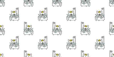 cane senza soluzione di continuità modello vettore bagno francese bulldog doccia gomma da cancellare anatra cartone animato sciarpa isolato piastrella sfondo ripetere sfondo illustrazione bianca