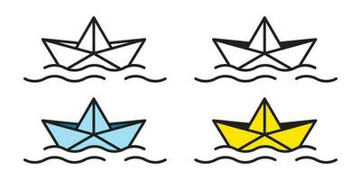 barca vettore icona origami logo carta barca a vela yacht nautico marittimo galleggiante oceano illustrazione scarabocchio