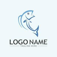 modello di logo di disegno di icona astratta di pesce, simbolo di vettore creativo di club di pesca o negozio online.